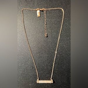 The Limited Dainty Horizntal Crystal Embedded Bar Gold Tone Necklace